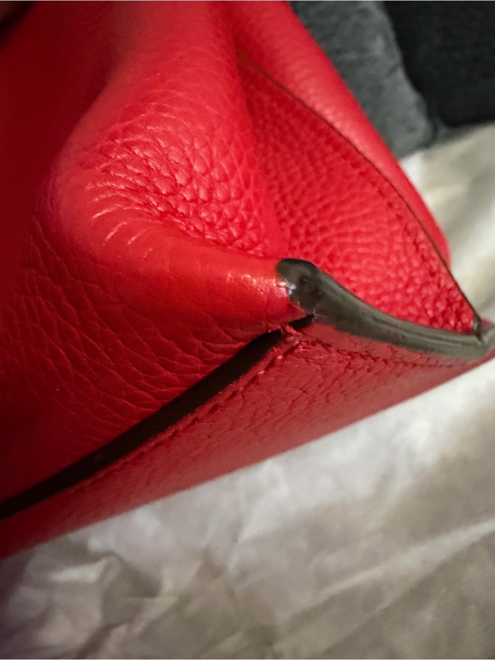 Gucci Pebbled Calfskin Large Bamboo Daily Top Handle Bag Red Shoulder/ Croosbody - Picture 4 of 16